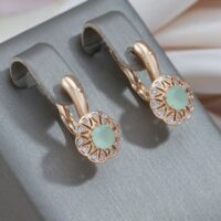 Brinco Feminino Banhado a Ouro Rosê com Quartzo Verde – Aligné