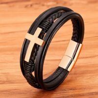 Pulseira Masculina de Couro – Christ Style