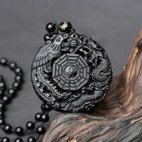 Colar Talismã em Obsidiana Negra – Mapa da Fortuna