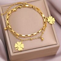 Pulseira Elegante Trevo de Quatro Folhas – Luxurious Luck