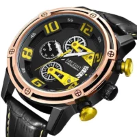 Relógio Megir Esportivo Masculino em Couro