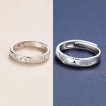 Par de Alianças Ajustáveis Banhadas a Prata – Mares e Montanhas