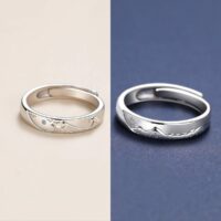 Par de Alianças Ajustáveis Banhadas a Prata – Mares e Montanhas