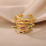 Anel Colorido com Zircônias – Entrelaços