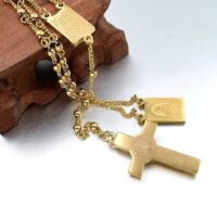 Terço Escapulário Banhado a Ouro – Celestial