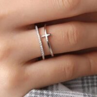 Anel ajustável Bright Rosé e Prata