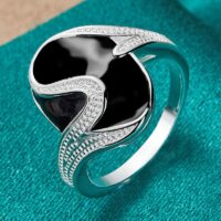 Anel Feminino Banhado a Prata – Opulência