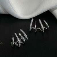 Brinco Feminino Ear Cuff em Aço Inoxidável – Strass