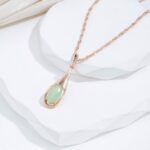 Colar Banhado a Ouro Rosê com Quartzo Verde – Aligné