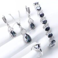 Conjunto Feminino de Luxo Banhado a Prata – Crystal Rainbow