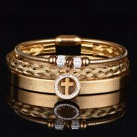 Conjunto de Pulseiras Masculinas de Luxo em Aço Inoxidável – Soberano