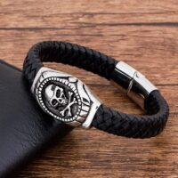 Pulseira de Couro Masculina – Jolly Roger
