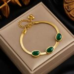 Pulseira Feminina Banhada a Ouro – Serene Green