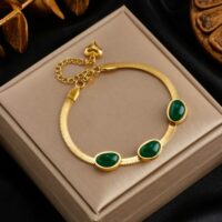 Pulseira Feminina Banhada a Ouro – Serene Green