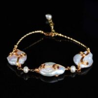 Pulseira Banhada a Ouro com Pérolas de Água Doce – Majestosa