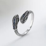 Anel Serpente Banhado a Prata – Sapphire