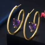 Brinco Feminino de Argola – Crystal Heart