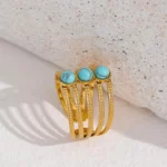 Anel Ajustável Pedra Turquesa – Fine Elegance