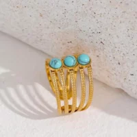 Anel Ajustável Pedra Turquesa – Fine Elegance