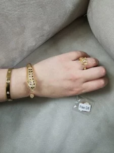 Conjunto de Luxo Pulseira + Anel Leopardo – Feline Power photo review