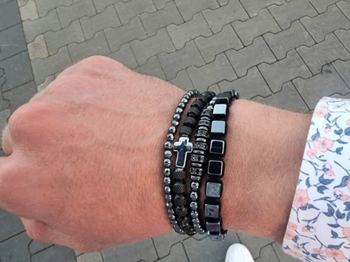 Kit de Pulseiras Masculinas em Pedra Hematita – Vitallis photo review