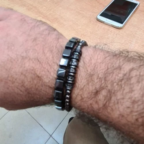 Kit de Pulseiras Masculinas em Pedra Hematita – Vitallis photo review