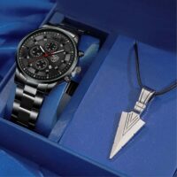 Relógio Masculino Premium + Colar de BRINDE – Matte Black